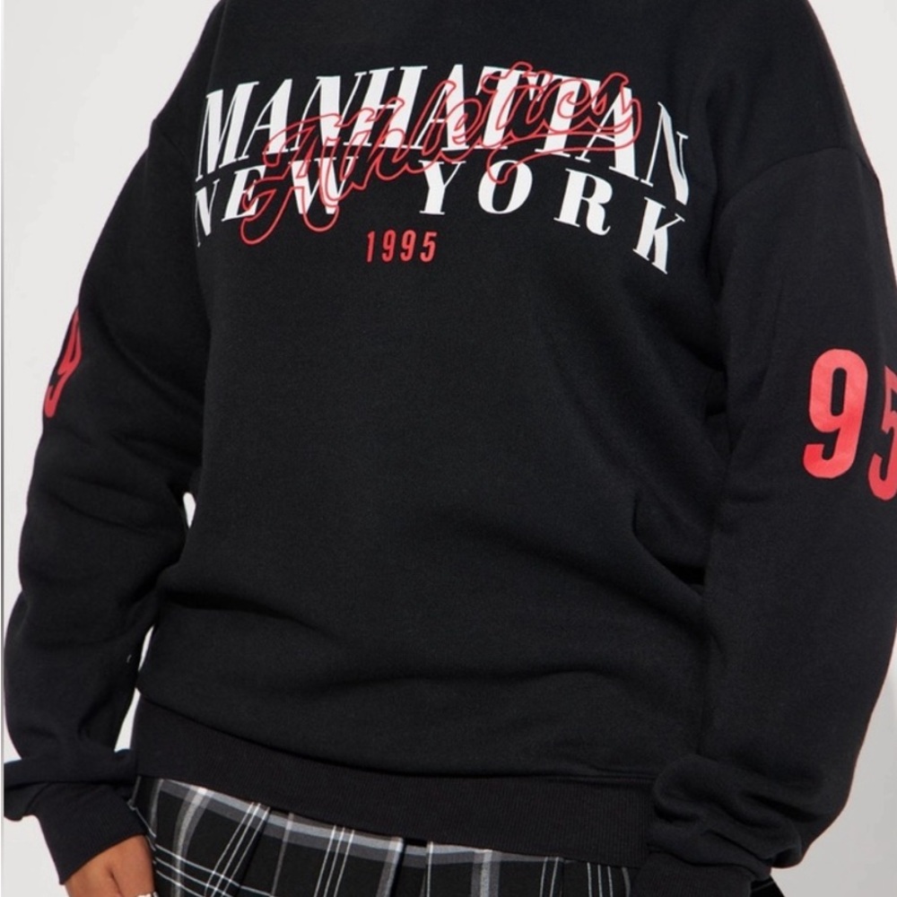 Fashion Nova Black and Red Crewneck Jacket